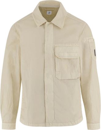 C.P. Company Casual Shirts, male, Beige, Size: L Technical Cotton-Blend Shirt