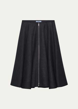 Prada Wool A-Line Midi Skirt