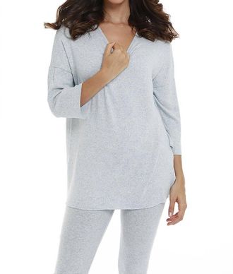 French Kyss Tatiana Kashmira 3/4 Sleeve Tunic In Sky Blue