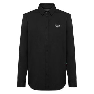 Philipp Plein Poplin Shirt LS Iconic - Dames - Overhemden - Zwart - S - Katoen - Overhemden