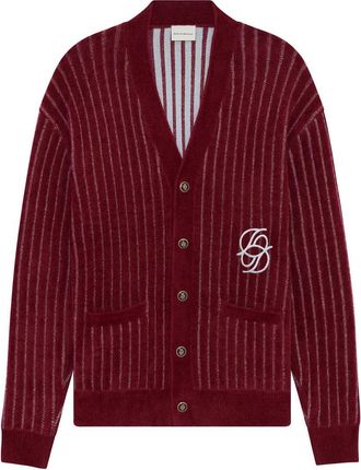 Dr&ocirc;le de Monsieur d Mirror Monogram Cardigan Burgundy
