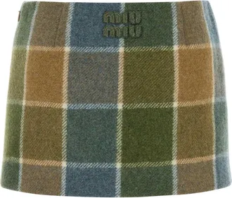 Miu Miu Womens Skirt Green Virgin Wool