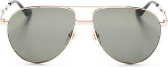 Gucci Gold Pilot-Frame Sunglasses - Mens - Acetate/Metal