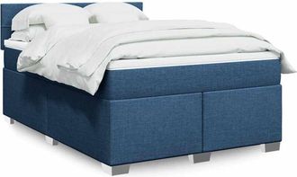vidaXL Cama Box Spring Con Colch&oacute;n Tela Azul 140x190 Cm Vidaxl
