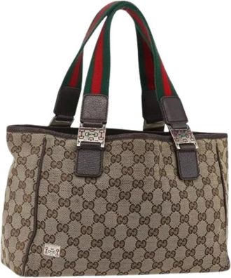 Gucci Pre-owned Handbags, female, Beige, Size: ONE SIZE Pre-owned Canvas Handbag