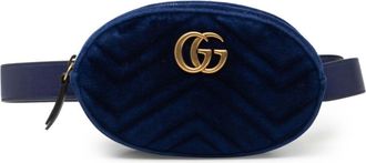 Gucci Gg Marmont Blue Leather Sling Bag (Pre-Owned)