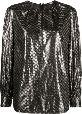 Karl Lagerfeld Monogram print shine-finish blouse - women - Polyester - 42 - Black