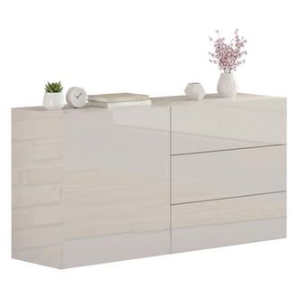 Dmora Aparador Moderno Con 1 Puerta Y 3 Cajones, Made In Italy, Aparador De Cocina, Buffet De Dise&ntilde;o De Sala De Estar, 110x40h35 Cm, Color Blanco Brillante,