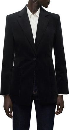 Mango Stretch Velveteen Jacket in Black at Nordstrom Rack, Size Medium