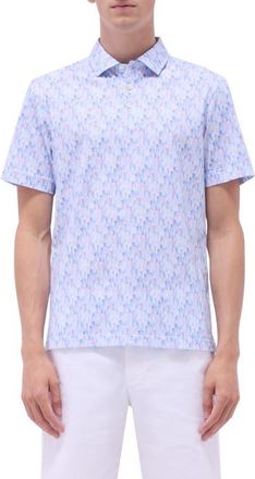 Bugatchi Victor OoohCotton Pineapple Print Polo in Pink at Nordstrom, Size Xxx-Large