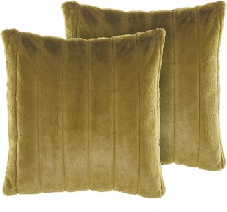 Beliani Conjunto De 2 Cojines De Poli&eacute;ster Verde 45 X 45 Cm Cremallera Relieve Sala De Estar Dormitorio Pumila
