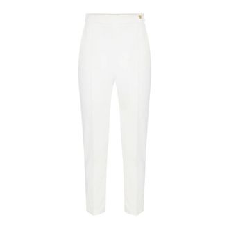 Elisabetta Franchi Pantalon van technische stof - Dames - Broeken - Wit - Maat: L Polyamide