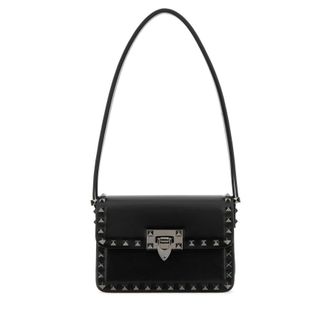 Valentino Garavani Black Leather Rockstud23 Shoulder Bag