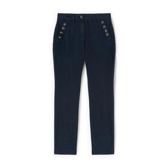 Motivi Slim-fit Katoenen Drill Broek - Dames - Vrijetijds broeken - Blauw - XS - Katoen - Broeken