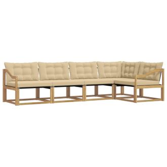 vidaXL Conjunto De Sof&aacute;s De Exterior Con Coj&iacute;n 5 Pcs Y Beige Vidaxl