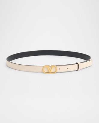 Valentino Garavani VLogo Signature Leather Skinny Belt, 20mm