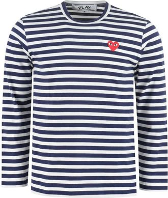 Comme Des Gar&ccedil;ons Navy Blue White Striped T-Shirt