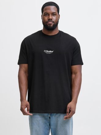 Jack & Jones Plus Size Rundhalsshirt JJESOHO TEE SS CREW NECK NOOS PLS, Herren, Gr. 4XL, schwarz, Jersey, Obermaterial: 100% Baumwolle, JACK & JONES PLUSSIZE, bedruckt, regu