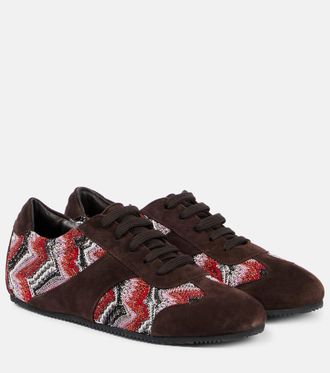 Missoni Lame-trimmed suede sneakers