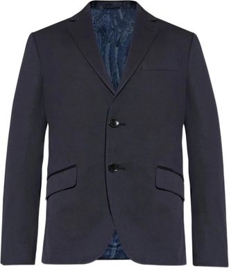 Etro Jassen, Heren, Blauw, L, Katoen, Roma Fit Katoen Stretch Jas