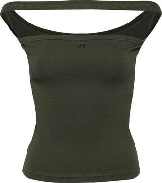 Courrèges Holistic ribbed-knit tank top - women - Cotton/Elastane - L - Green