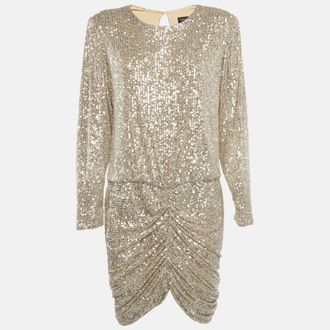 Retrof&ecirc;te Silver Sequin Jersey Flynn Ruched Mini Dress