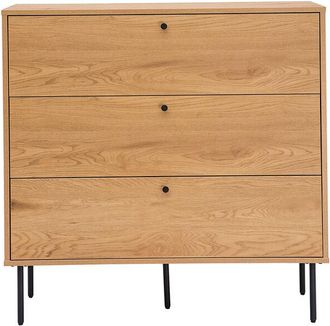 Miliboo C&oacute;moda Con Acabado De Roble Claro Y Patas De Metal Negro Con 3 Cajones 100 Cm Pernelle