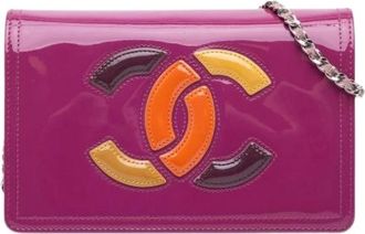 Chanel Pre-owned Clutches, female, Purple, Size: ONE SIZE Pre-owned Leather Clutch
