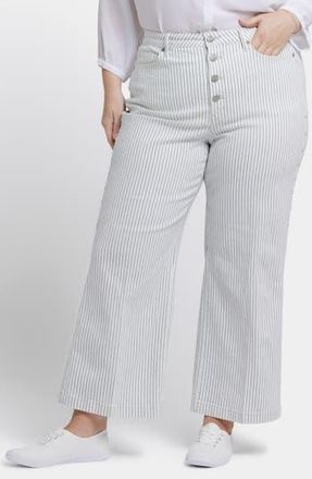 NYDJ Teresa Stripe Exposed Button Ankle Wide Leg Jeans in Palencia Stripe at Nordstrom Rack, Size 18W