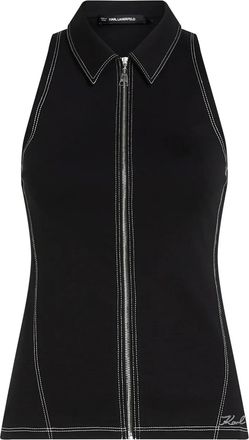 Karl Lagerfeld Top smanicato con cuciture a contrasto - Nero