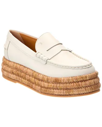 Tod's Tods Leather & Raffia Espadrille