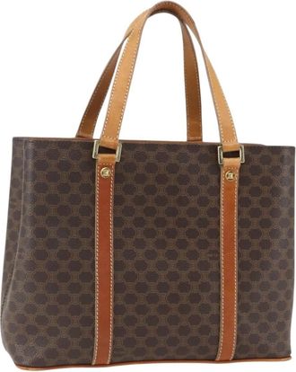 Celine Vintage Macadam Handbag Canvas And Leather Brown Canvas Handbag (Pre-Owned)