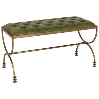 Wanderlust Deco Banco de cuero verde 88x38x48h cm