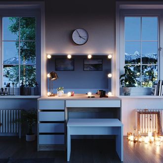 Vicco Tocador Sherry, Blanco/sonoma, 120 Cm Con Iluminaci&oacute;n Led Y Banco