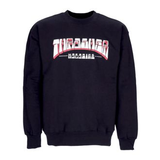 Thrasher Sweatshirts, male, Black, M, Signature Crewneck Sweatshirt Black/White/Red