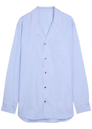 Moncler Logo-appliqu&eacute;d Cotton Shirt - Blue - M
