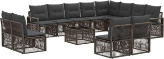 vidaXL Conjunto De Sof&aacute;s De Jard&iacute;n 13 Uds. Gris Rat&aacute;n Sint&eacute;tico Vidaxl