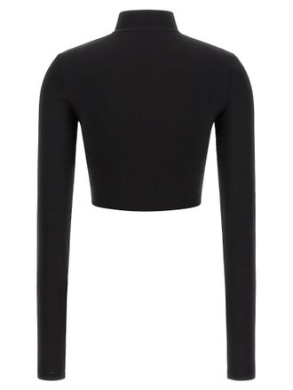 Off-white Logo-Print Stretch Jersey Crop Top - Black