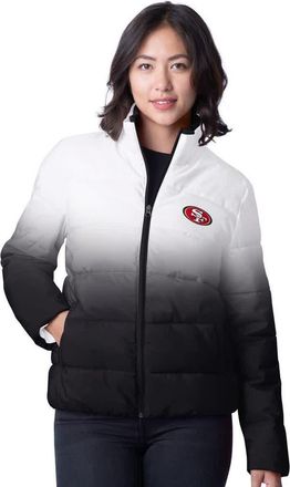 G-III 4Her by Carl Banks Womens G-III 4Her by Carl Banks Black San Francisco 49ers Overtime Ombre Full-Zip Puffer Jacket at Nordstrom, Size Xx-Large