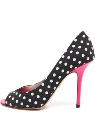 Gina 110 mm pumps met open neus en stippen - Zwart