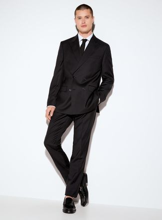 Calvin Klein Mens Black double-breasted suit Slim fit