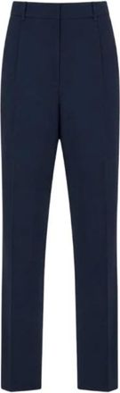 Elisabetta Franchi Gabardine Broek met Plooitjes - Dames - Straight fit broeken - Blauw - M - Wol - Broeken