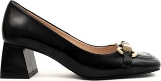 Sergio Moretti Klassieke Zwarte Middelhak Pumps - Dames - Pumps - Zwart - 39 EU - Leer - Schoenen