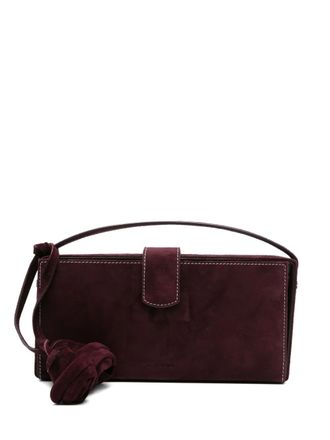 Magda Butrym Apolonia rose-embellished suede clutch bag - women - Calf Suede - One Size - Red