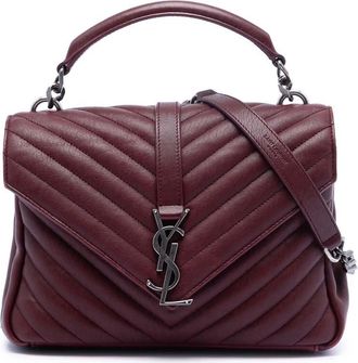 Saint Laurent Pre-owned Saint Laurent Medium Chevron Sheepskin Monogram College Satchel Ladies DMR428056A.1116