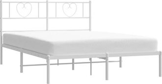 vidaXL vidaXL Metal Bed Frame without Mattress with Headboard White 160x200cm