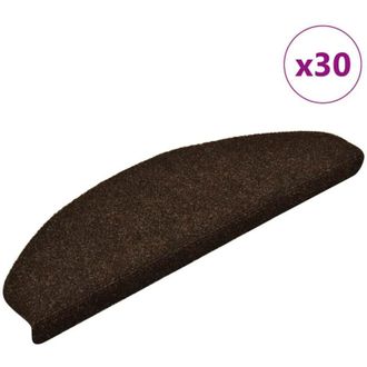 vidaXL Vidaxl - Felpudos Autoadhesivos Para Escaleras, 30 Unidades, 65 X 21 X 4 Cm, Color Marr&oacute;n, Semicirculares, Grandes
