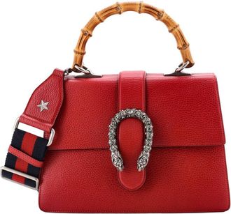 Gucci Red Leather Dionysus Bamboo Top Handle Bag Medium (Authentic Pre-Loved)