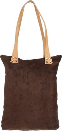 Girly HandBags Womens Italian Suede Genuine Leather Laptop Shopper Bag Medium Coffee