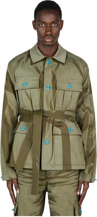 Botter Laser Print Jacket - Heren - Jas met riem - Groen - M - Katoen - Jassen